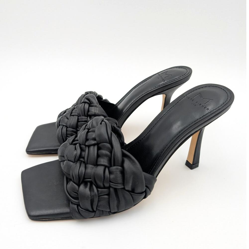 Marc Fisher LTD Draya Braided Heeled Sandal Women's Black Size US6.5M EU37